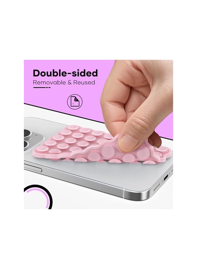 Green Tiger Silicone Suction Cup Phone Mount, Double-Sided Sticky Grip Mobile Holder, Hands-Free Accessory for TikTok Videos, Selfies and Vlogging, Reusable Mirror Mount for iPhone, Android (Light Pink) - Image 2