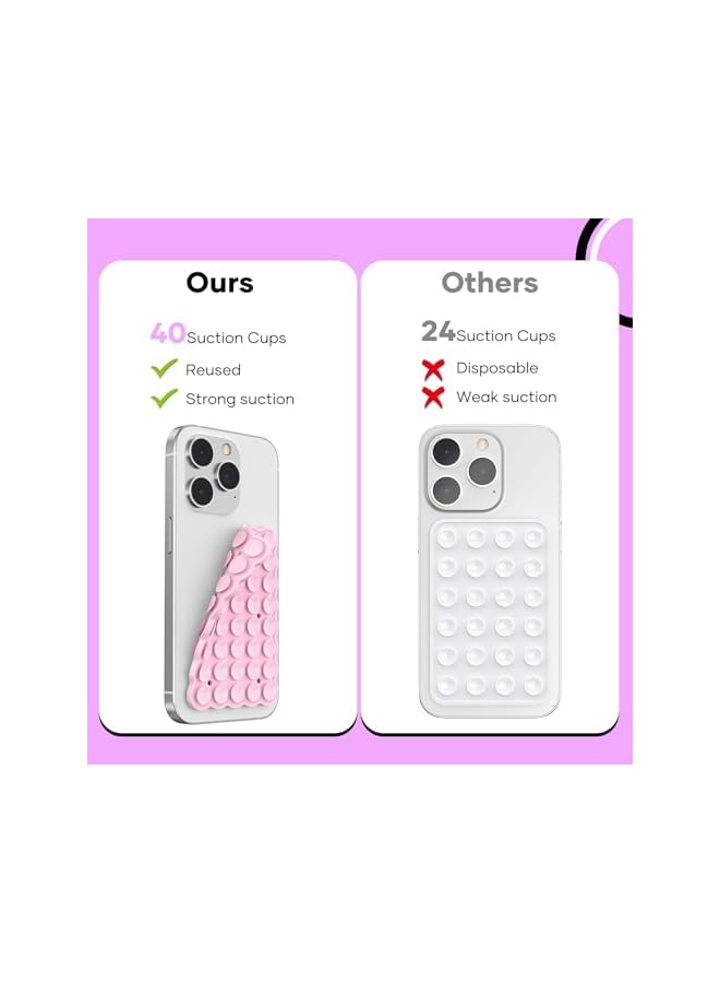 Green Tiger Silicone Suction Cup Phone Mount, Double-Sided Sticky Grip Mobile Holder, Hands-Free Accessory for TikTok Videos, Selfies and Vlogging, Reusable Mirror Mount for iPhone, Android (Light Pink) - Image 5