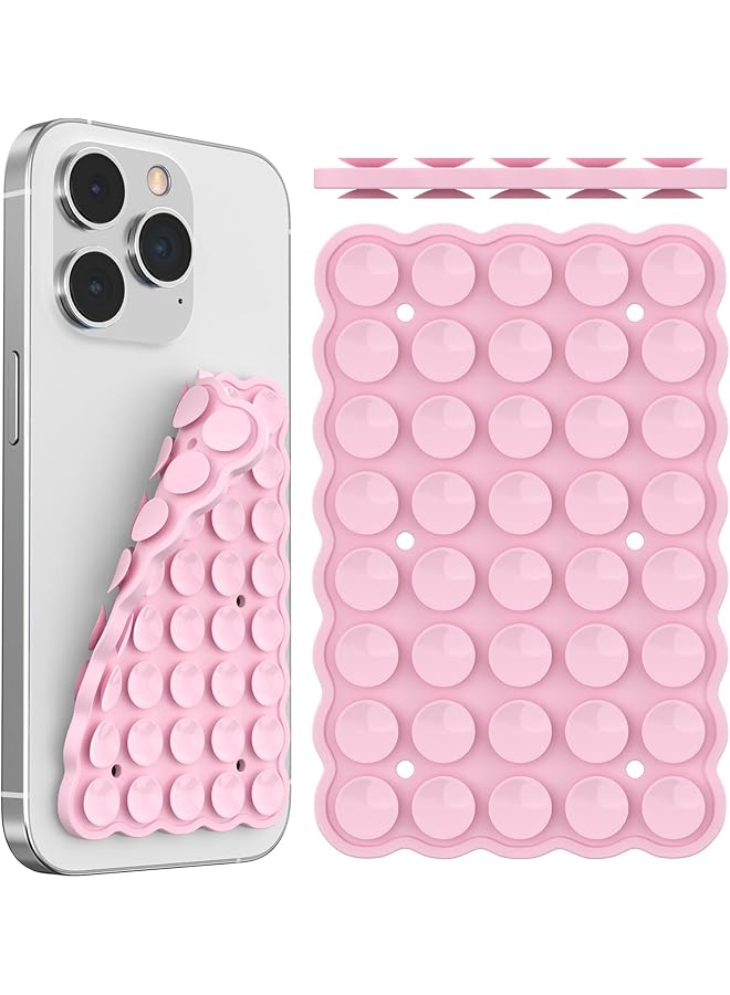 Green Tiger Silicone Suction Cup Phone Mount, Double-Sided Sticky Grip Mobile Holder, Hands-Free Accessory for TikTok Videos, Selfies and Vlogging, Reusable Mirror Mount for iPhone, Android (Light Pink) - Image 1