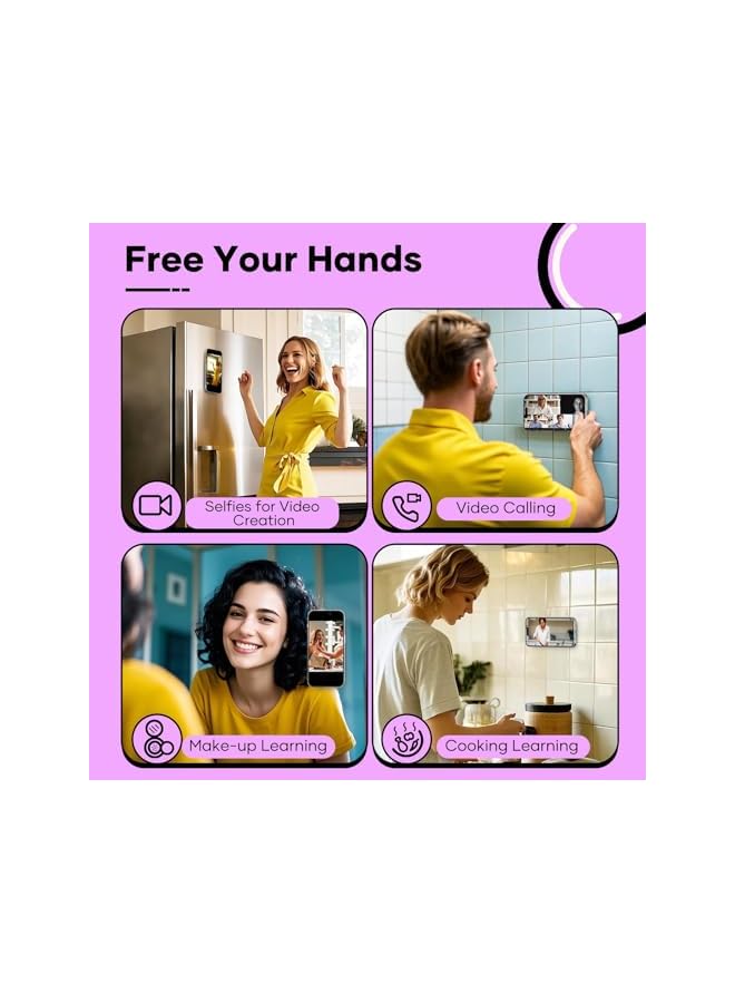 Green Tiger Silicone Suction Cup Phone Mount, Double-Sided Sticky Grip Mobile Holder, Hands-Free Accessory for TikTok Videos, Selfies and Vlogging, Reusable Mirror Mount for iPhone, Android (Light Pink) - Image 4