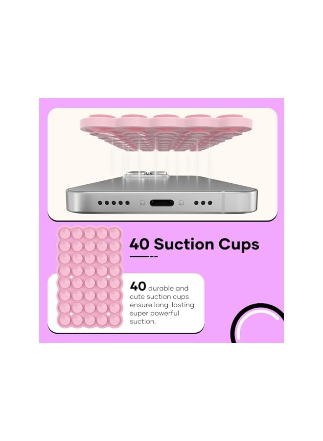 Green Tiger Silicone Suction Cup Phone Mount, Double-Sided Sticky Grip Mobile Holder, Hands-Free Accessory for TikTok Videos, Selfies and Vlogging, Reusable Mirror Mount for iPhone, Android (Light Pink) - Image 3