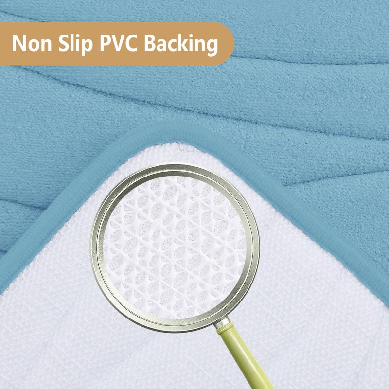 بجند بوجاندا Memory Foam Protch Prug Mat 47x20 Extra Soft and Extorbbent Bath Hats Non Slip and Machine Respare Bath Rugs for Bathroom Floor Tub and Dower Blue - Image 2