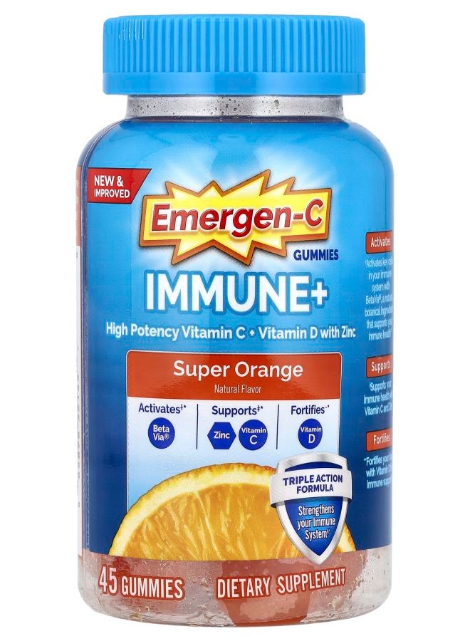 Emergen-C Immune+ Gummies Super Orange 45 Gummies
