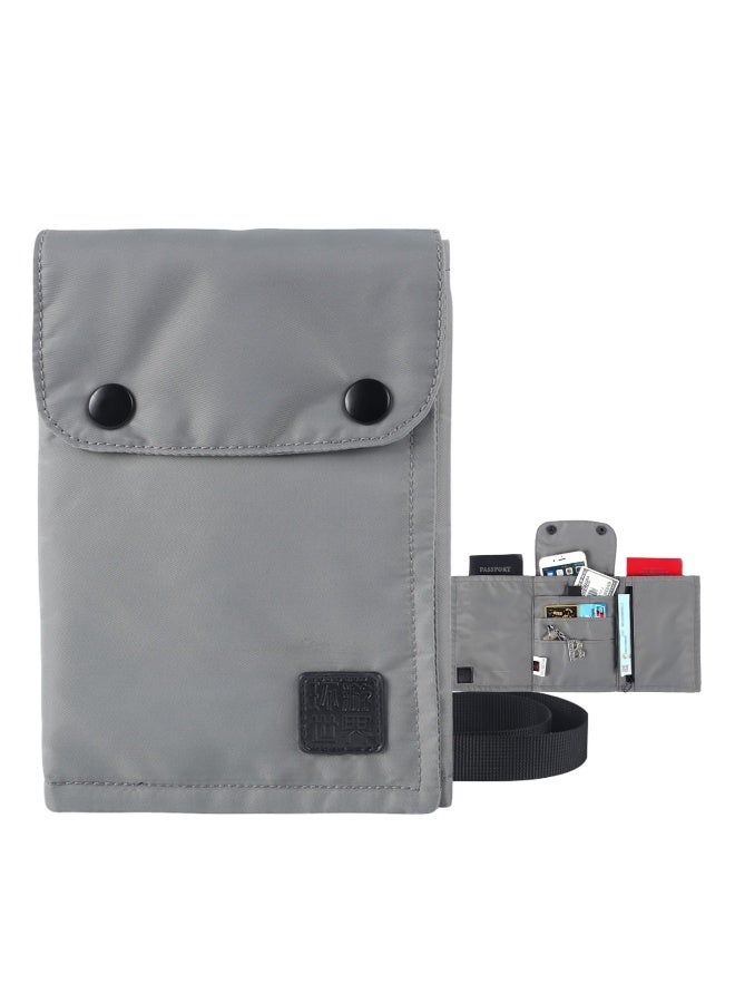 Travel Neck Wallet, Passport Holder Neck Pouch For Women & Men, Waterproof Passport Bag And Travel Pouch, Travel Documents Organizer For Cash Credit Card, Shoulder & Crossbody, Grey - Image 1