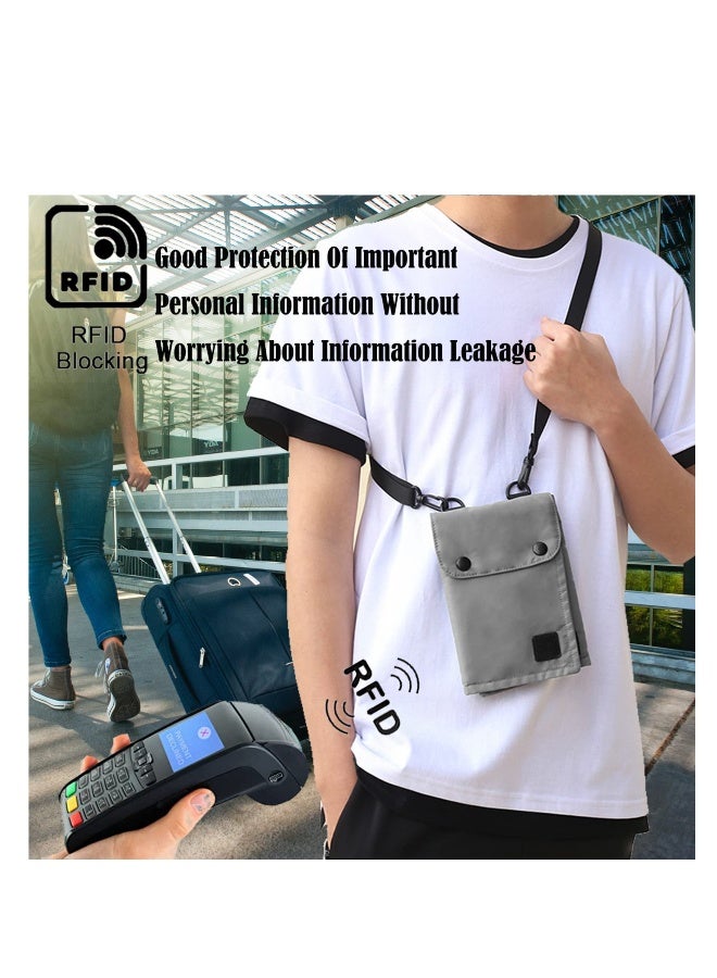 Travel Neck Wallet, Passport Holder Neck Pouch For Women & Men, Waterproof Passport Bag And Travel Pouch, Travel Documents Organizer For Cash Credit Card, Shoulder & Crossbody, Grey - Image 3