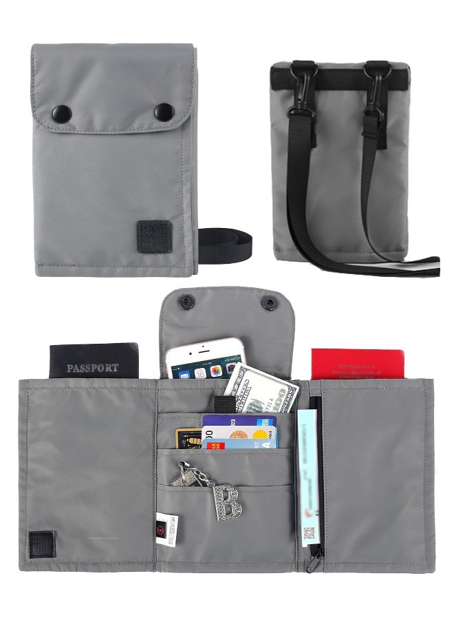 Travel Neck Wallet, Passport Holder Neck Pouch For Women & Men, Waterproof Passport Bag And Travel Pouch, Travel Documents Organizer For Cash Credit Card, Shoulder & Crossbody, Grey - Image 2