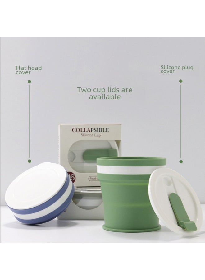 Shake Tone Silicone Folding Water Cup Travel Portable Drop-Resistant High Temperature Retractable Mouthwash Cup Gift Business Gift Water Cup-Color:350ml Purple Powder-Capacity:Flat Head Cover  - Image 3