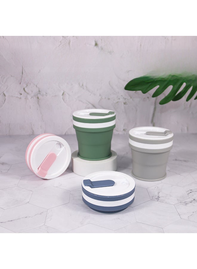 Shake Tone Silicone Folding Water Cup Travel Portable Drop-Resistant High Temperature Retractable Mouthwash Cup Gift Business Gift Water Cup-Color:350ml Purple Powder-Capacity:Flat Head Cover  - Image 5