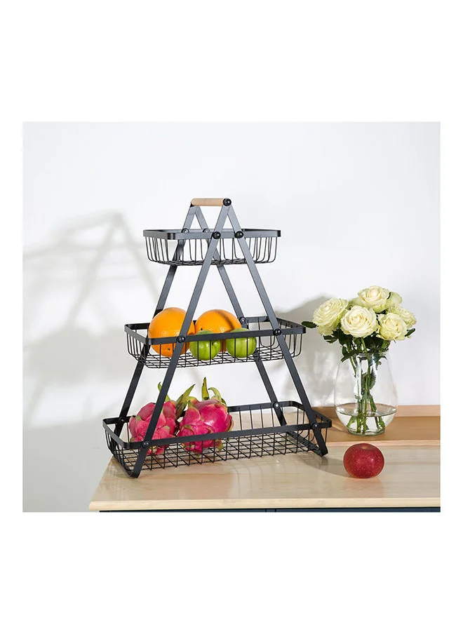 دانوب هوم Atticus 3 Tier Iron Fruit Storage Cart Metal Iron Wood Modern Houseware Fruit And Vegetables Rack L 40.5x20 X H 48cm Black