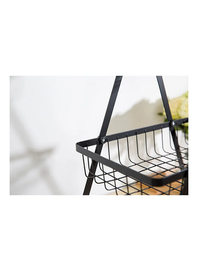 دانوب هوم Atticus 3 Tier Iron Fruit Storage Cart Metal Iron Wood Modern Houseware Fruit And Vegetables Rack L 40.5x20 X H 48cm Black