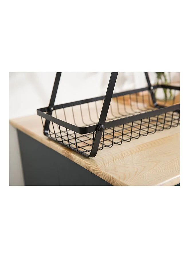 دانوب هوم Atticus 3 Tier Iron Fruit Storage Cart Metal Iron Wood Modern Houseware Fruit And Vegetables Rack L 40.5x20 X H 48cm Black