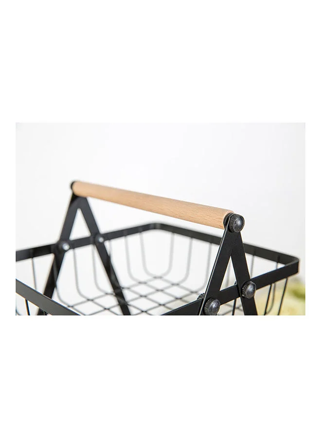 دانوب هوم Atticus 3 Tier Iron Fruit Storage Cart Metal Iron Wood Modern Houseware Fruit And Vegetables Rack L 40.5x20 X H 48cm Black