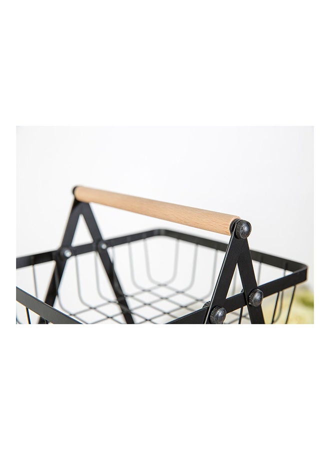 DANUBE HOME Atticus 3 Tier Iron Fruit Storage Cart Metal Iron Wood Modern Houseware Fruit And Vegetables Rack L 40.5x20 X H 48cm Black - Image 5