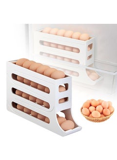 Generic Refrigerator Egg Storage Box, 4 Tier Rolling Egg Holder Dispenser, Kitchen Automatic Scrolling Egg Organizer, Kitchen Large Capacity Dedicated Rolling Egg Storage Rack, White  - Image 1