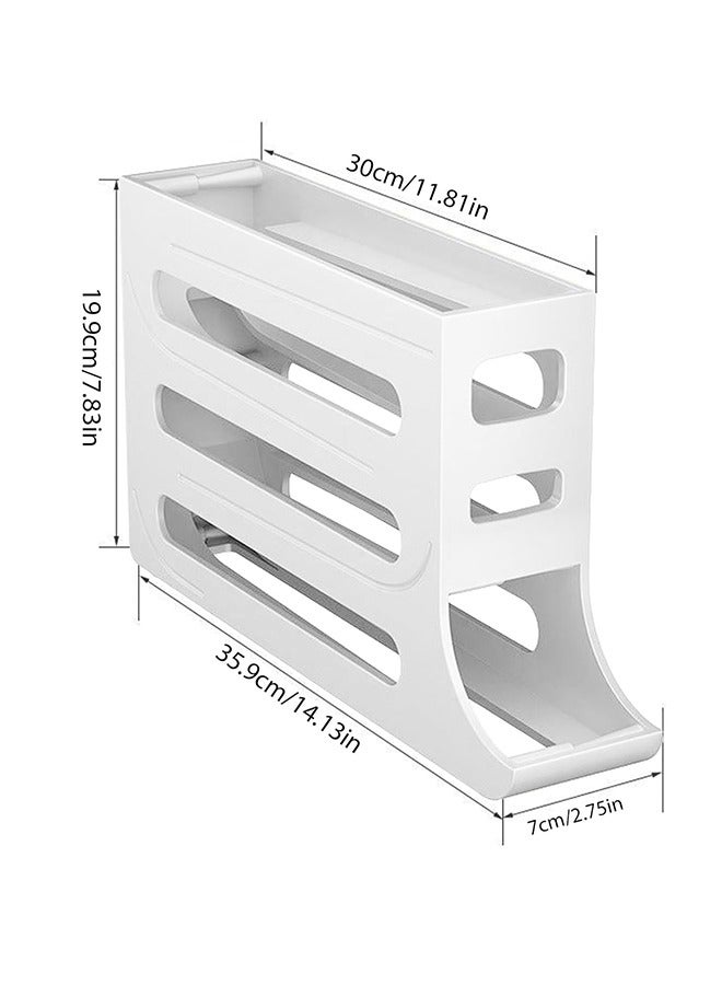 Refrigerator Egg Storage Box, 4 Tier Rolling Egg Holder Dispenser, Kitchen Automatic Scrolling Egg Organizer, Kitchen Large Capacity Dedicated Rolling Egg Storage Rack, White  - Image 3