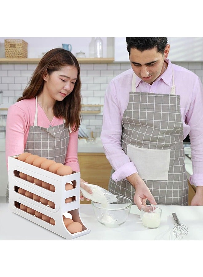 Refrigerator Egg Storage Box, 4 Tier Rolling Egg Holder Dispenser, Kitchen Automatic Scrolling Egg Organizer, Kitchen Large Capacity Dedicated Rolling Egg Storage Rack, White  - Image 2