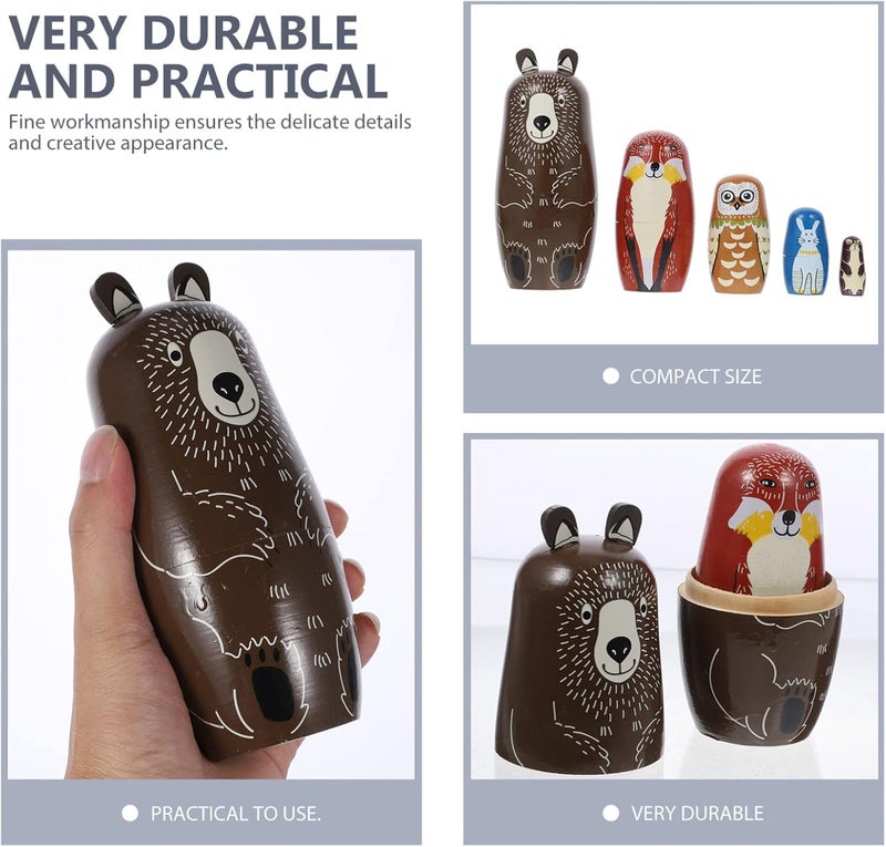 Russian Nesting Dolls 5pcs - Handmade Painted Wooden Matryoshka Nesting Dolls for Kids, Stacking Dolls for Christmas, Easter, Halloween Decorations & Birthday Gift ( ) - Image 2