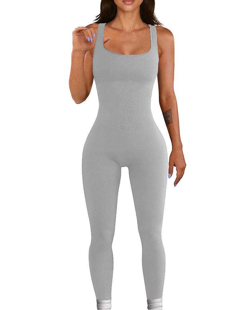 Independent Station Women'S New Sleeveless Vest Jumpsuit Threaded Square Collar Hip Lifting Slim-Fit Jumpsuit - Image 1