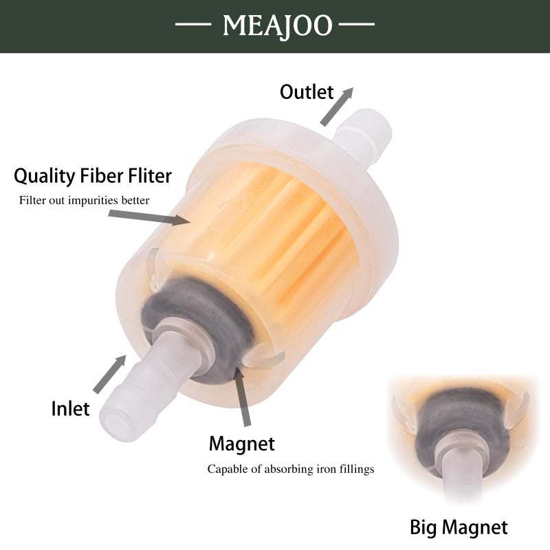 MEAJOO 6PCS 1/4 Inch Gas Inline Fuel Filters, with magnet, Universal for Stratton Small Engine, Kohler, Kawasaki, Birggs, John Deere, Gasoline Generator Lawn Mower Motorcycle - Image 3