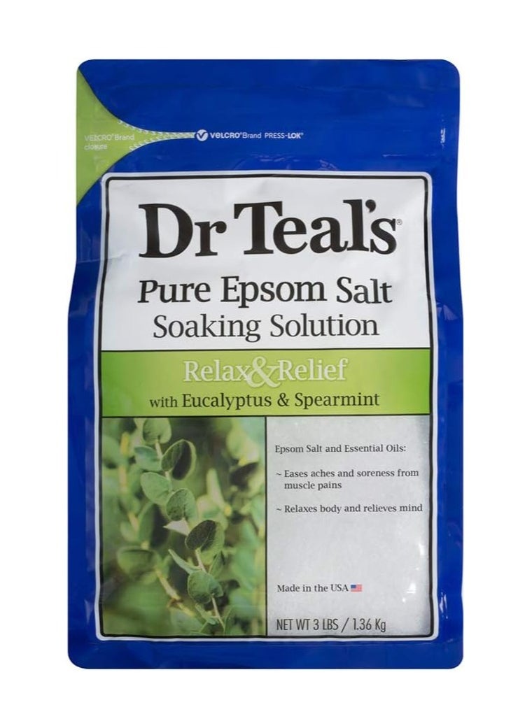 Dr Teal's Dr Teal's Epsom Salt Soaking Solution – 1.36kg, Eucalyptus & Spearmint  - Image 1
