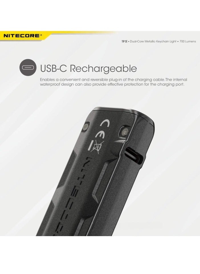 NITECORE - Keyring Flashlight, Dual Core Metallic Keychain Light, Compact And Portable Super Bright Torch, USB Rechargeable Mini Flashlight With Four Brightness Levels, (1pc, Grey) - Image 1