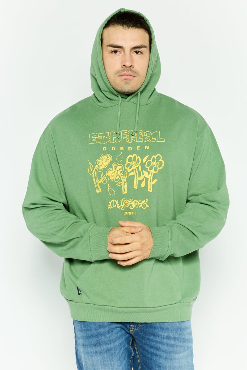 Misfit Men Graphic Print Long Sleeves Hoodies, Green - Image 1