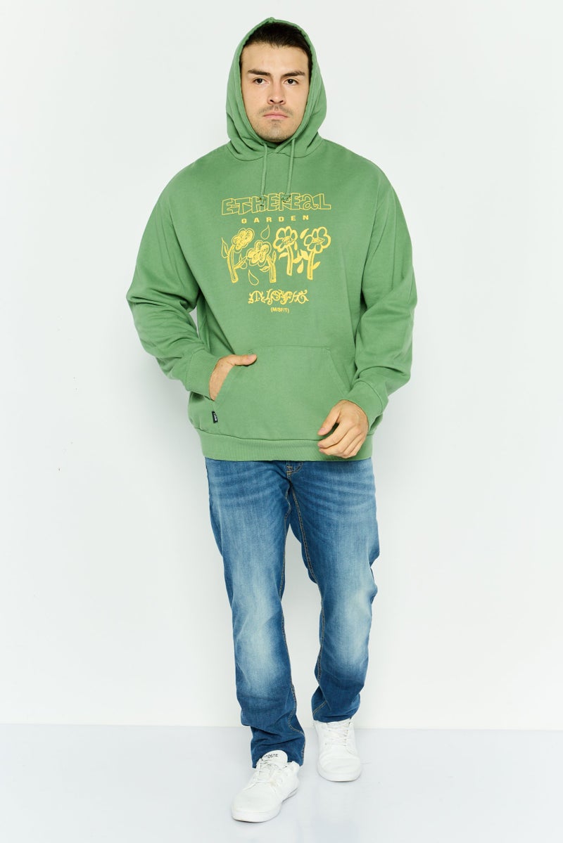 Misfit Men Graphic Print Long Sleeves Hoodies, Green - Image 3