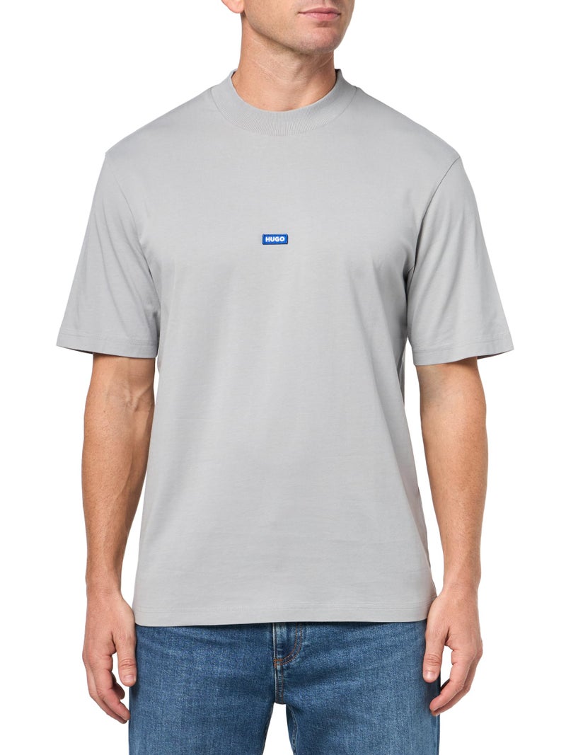 HUGO Small Logo Block Cotton TShirt high Rise Grey L