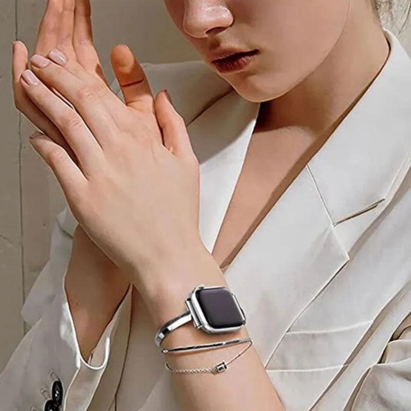 Smartwatch Strap 20 Mm Silver Adjustable 200 Mm Length - Sleek Elegant Appearance Replacement Strap for 42 Mm 44 Mm 45 Mm 49 Mm Smartwatches - Image 4