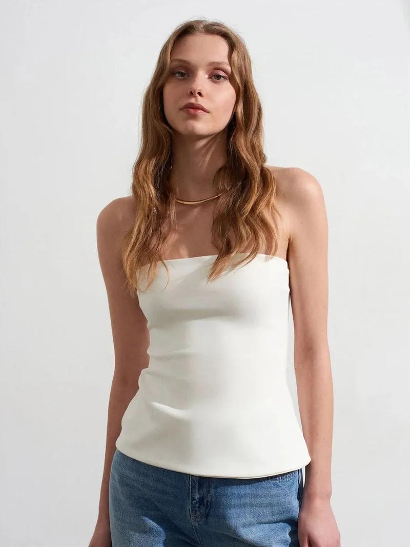 ديلفين DILVIN Strapless Slim-fit Bandeau Blouse