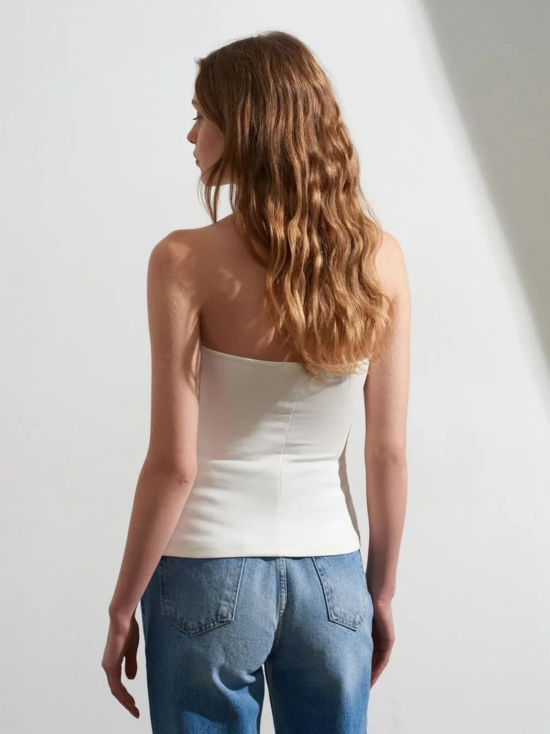ديلفين DILVIN Strapless Slim-fit Bandeau Blouse
