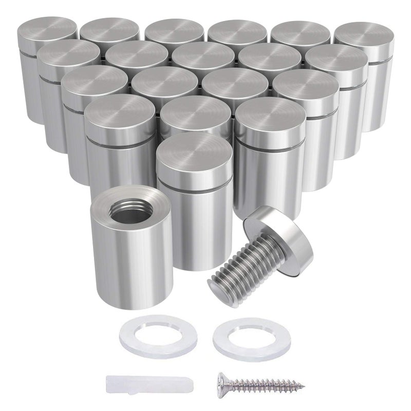LuckIn 20-Pack Standoff Screws (1/2 in. Dia x 3/4 in. L), Stainless Steel Standoff Mounting Hardware for Acrylic Signs, Silver - Image 1