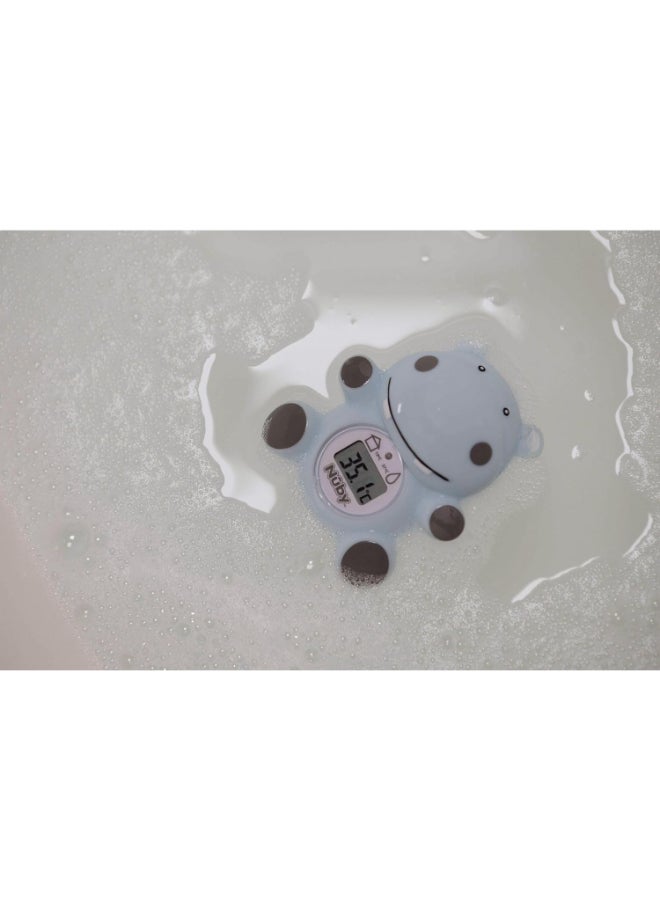 Nuby Hippo Bath & Room Thermometer, Baby Bath Water and Nursery Temperature Monitor for Safe Bathing, Easy Read Display, Blue - Image 3