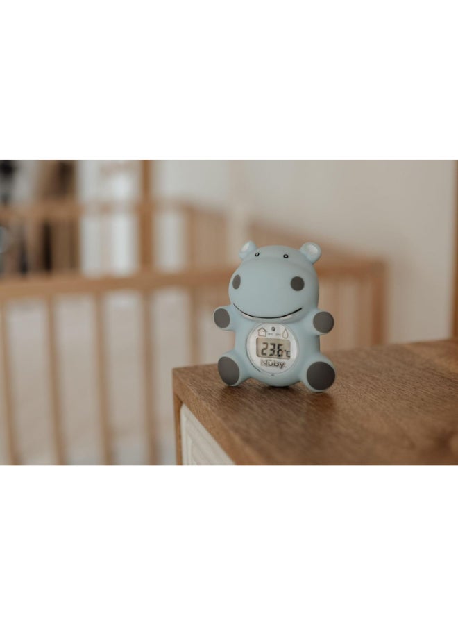 Nuby Hippo Bath & Room Thermometer, Baby Bath Water and Nursery Temperature Monitor for Safe Bathing, Easy Read Display, Blue - Image 5