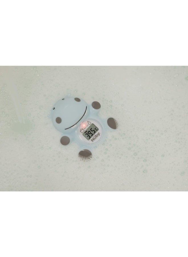 Nuby Hippo Bath & Room Thermometer, Baby Bath Water and Nursery Temperature Monitor for Safe Bathing, Easy Read Display, Blue - Image 2
