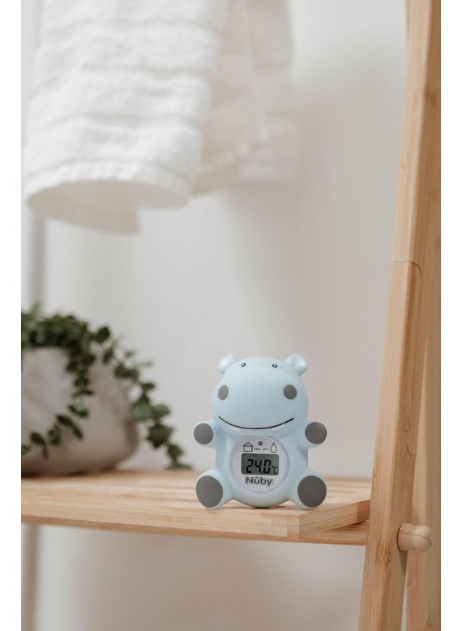 Nuby Hippo Bath & Room Thermometer, Baby Bath Water and Nursery Temperature Monitor for Safe Bathing, Easy Read Display, Blue - Image 4