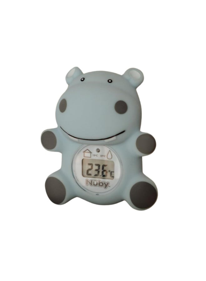 Nuby Hippo Bath & Room Thermometer, Baby Bath Water and Nursery Temperature Monitor for Safe Bathing, Easy Read Display, Blue - Image 1