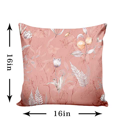 Ultimate Trends Polyester Digital Floral Printed Premium Cushion Cover 16x16 Set of 5 (Peach) - Image 2