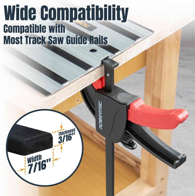 POWERTEC 71692 55” Track Saw Guide Rail for DeWalt | Extruded Aluminum | Replacement for DeWalt Track Rail Woodworking Tool, Clamping Options - Image 4