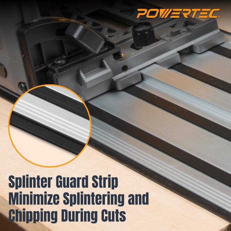 POWERTEC 71692 55” Track Saw Guide Rail for DeWalt | Extruded Aluminum | Replacement for DeWalt Track Rail Woodworking Tool, Clamping Options - Image 5