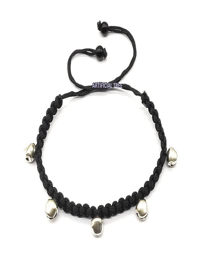 ARTIFICIAL TREE German Silver Ghungroo Charms Black Thread Adjustable Anklet for Women and Girls (AT ANK 034) - Image 2