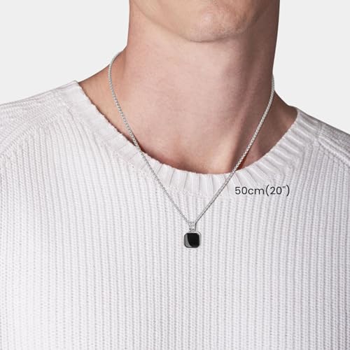 COAI Black Obsidian Necklace for Men, Stainless Steel Pendant Necklace for Men 20" - Image 2