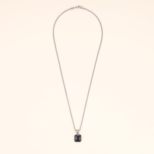 COAI Black Obsidian Necklace for Men, Stainless Steel Pendant Necklace for Men 20" - Image 4