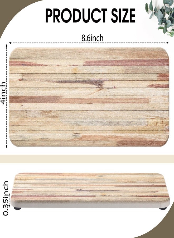 Photect 2Pcs Water Absorbent Diatomite Coasters 8.6x4'' Diatomaceous Earth Drying Ma, Grooved Design Water Absorbing Stone for Home Bathroom Decoration Home Warming Gift(Light Coffee,Wood Grain Style) - Image 2