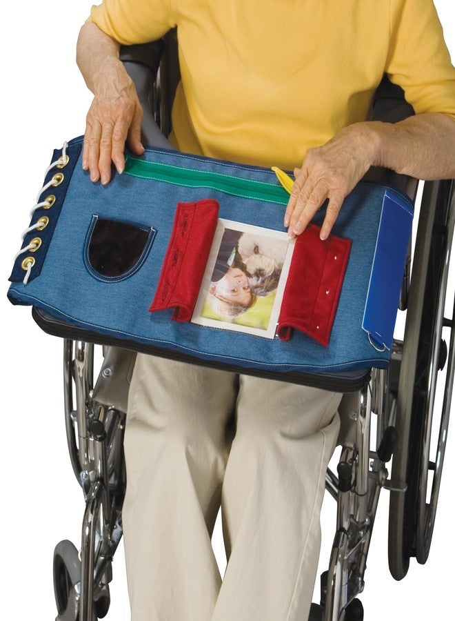 بوسي غطاء أنشطة TIDI 7410 Posey Happy Hands - غطاء من قماش الدنيم الأزرق بألوان زاهية وملمس متعدد - الكمية: 1 - أداة حسية لتخفيف التوتر - العناية المنزلية - Image 1