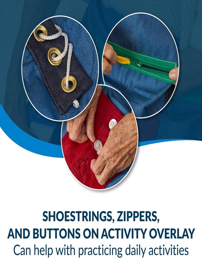 بوسي غطاء أنشطة TIDI 7410 Posey Happy Hands - غطاء من قماش الدنيم الأزرق بألوان زاهية وملمس متعدد - الكمية: 1 - أداة حسية لتخفيف التوتر - العناية المنزلية - Image 3