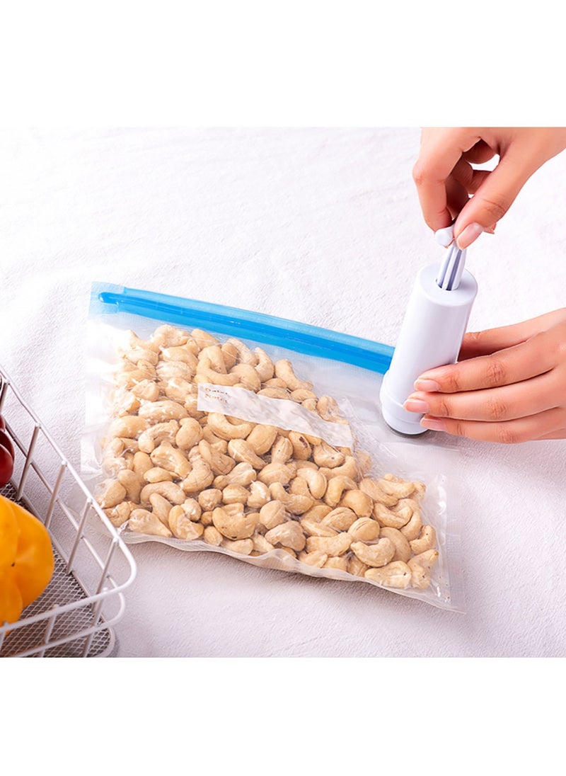 ELIKLIV - Food Vacuum Compression Bag Set - 3 sizes reusable, 15 bags + 1 pump + 3 clips + 3 iron clips, food grade material is safe for freezing / microwave / high temperature cooking, widely used for food and valuables storage, simple and easy to clean. - Image 1