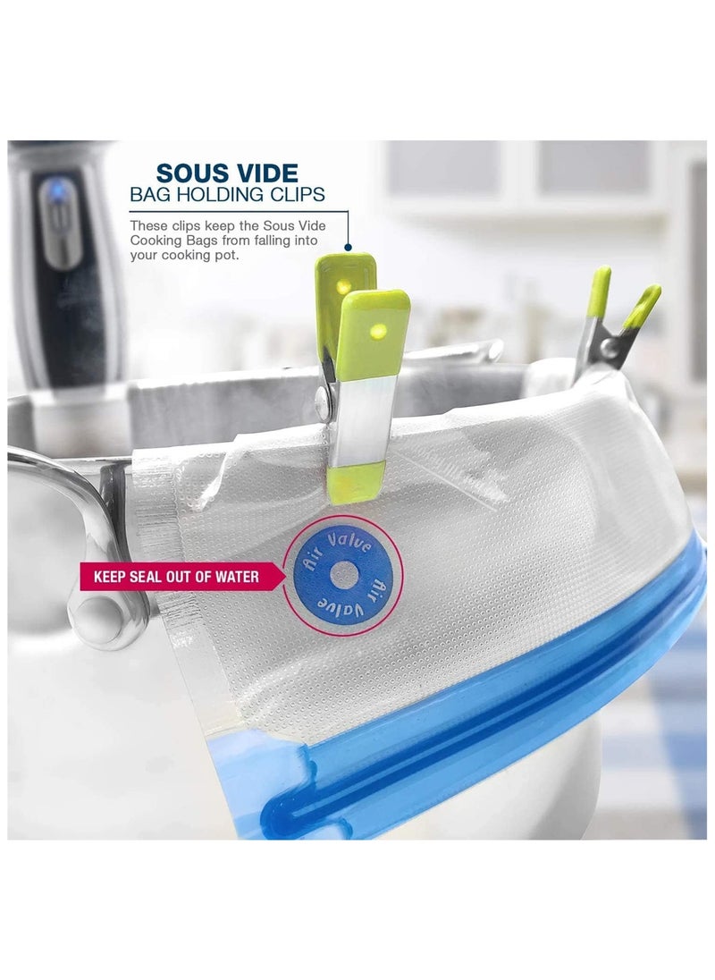 ELIKLIV - Food Vacuum Compression Bag Set - 3 sizes reusable, 15 bags + 1 pump + 3 clips + 3 iron clips, food grade material is safe for freezing / microwave / high temperature cooking, widely used for food and valuables storage, simple and easy to clean. - Image 1