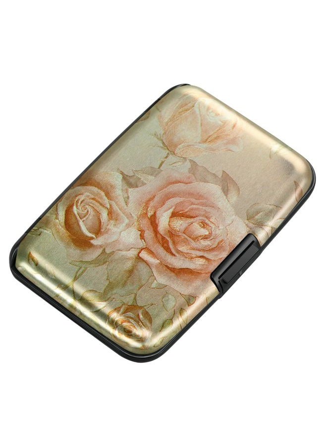 ELFISH Mini RFID Aluminum Wallet Credit Cards Holder Business Card Case Metal ID Case for Men Women(Champagne rose), Champagne rose - Image 1
