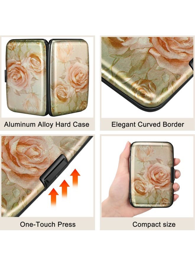 ELFISH Mini RFID Aluminum Wallet Credit Cards Holder Business Card Case Metal ID Case for Men Women(Champagne rose), Champagne rose - Image 3